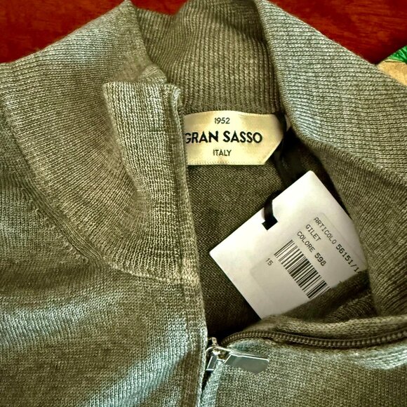 Gran Sasso of Italy NWT FULL Zip Cardigan Sweater Size 50 Green 100% Wool $280RT - Picture 1 of 13